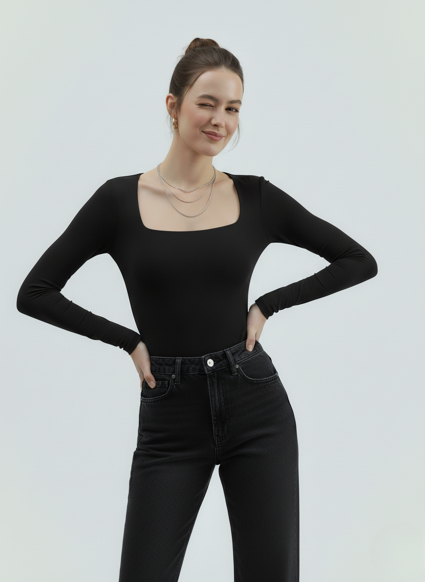 Body Eleganza Cuello Cuadrado