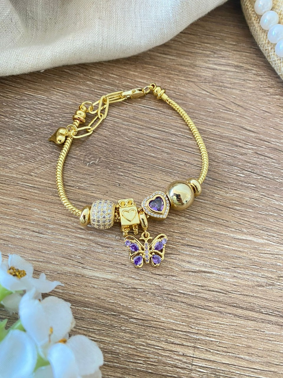 Pulsera cover gold tipo pandora